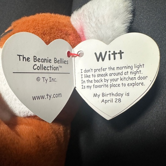 Ty Beanie “Witt” Fox Plush - Orange and White - Picture 7 of 9